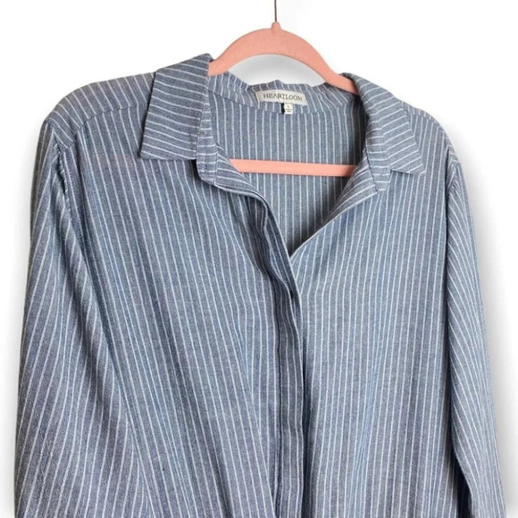 Heartloom Blue &  White Pinstripe Dress Front Waist Tie - Picture 5 of 9